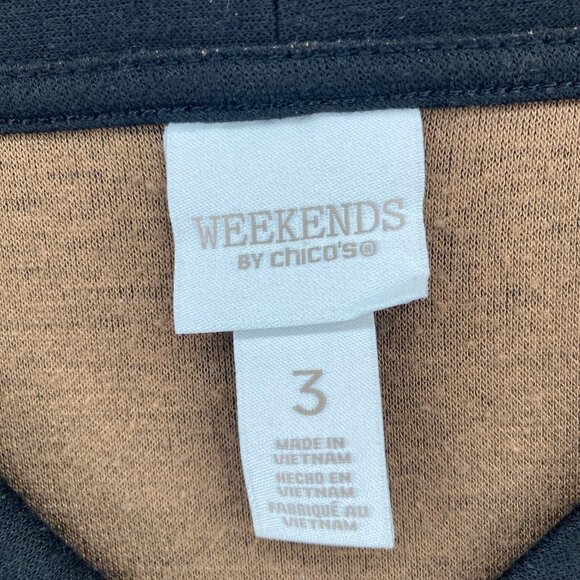 Chicos Top Womens 3 US Extra large Black Weekends Two Tone Crisscross Neck Knit - Picture 6 of 11